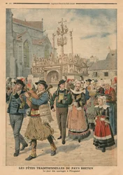 Bröllopsdag i Plougastel, Bretagne, illustration från Le Petit Journal, bilaga illustre, 27 januari 1907