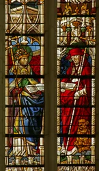 Fönster som visar Saint Gregory och Saint Hieronymus