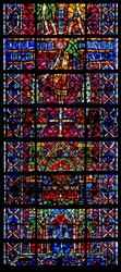 Fönster w106 som visar kyrkans katedral i Noyon