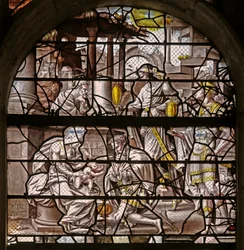 Fönster w10 som visar magiernas tillbedjan: design av Durer och anpassningar av Master of Des-designerna för Story of Psyche!n