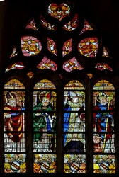 Fönster w203 som visar St Hilarire, ett oidentifierat helgon, St Exupery, St Sernin