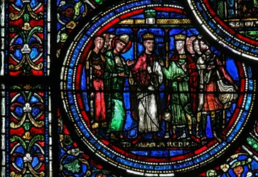 Fönster w23 föreställande St Thomas Becket med Henrik II och Ludvig VII