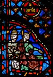 Fönster w3 Moses och Aron fördömer kränkningen av sabbaten Numb XV 35-36