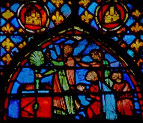 Fönster w3 Moses placerar blomstaven på altaret Numb XVII 10-11