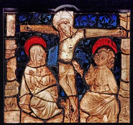 Fönster w7 som visar korsfästelsen, från Church of Betton, Bretagne