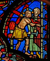 Fönster w8 Jesus bär korset: Via Crucis