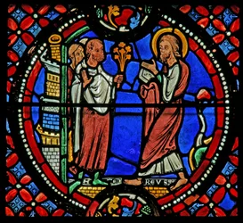 Fönster w9 som visar St Andrew välkomnas i Nicea