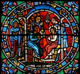 Fönster wXV som visar Jesus funnen i templet