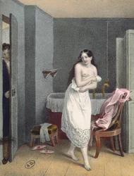 Kvinna som tar sig ur sitt bad, c.1825