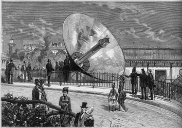 Världsutställning 1878 i Paris: solugn uppfunnen av Augustin Mouchot (1823-1912). Gravyr i "" Le Monde Illustré"" nr 1125 av 19 oktober 1878.