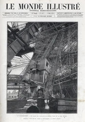 Världsutställningen i Paris 1889 - Hissbanan på första våningen i Eiffeltornet - Universella utställningen i Paris 1889 - Vägen till hissarna på första våningen i Eiffeltornet - Le Monde Illustré från 1889