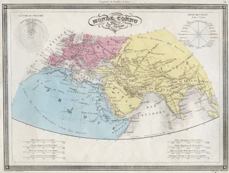 Världskänd av de gamla - Plåt extraherad från "Universal Atlas of Ancient and Modern Geography for the Use of Residential Schools" av Vuillemin - ca. 1845