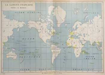 Världskarta över franskspråkiga länder, tidigt 1900-tal