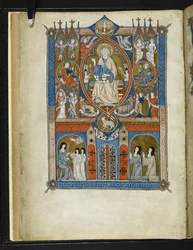 Yates Thompson MS 11 f.1v Idealiskt tillstånd för Sainte Abbaye, från 