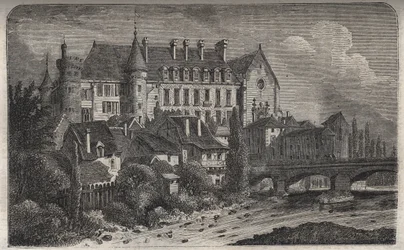 slottet La Palice kommun Lapalisse, i departementet Allier, - gravyr i "Histoire de France" av Victor Duruy (1811-1894) - 1882