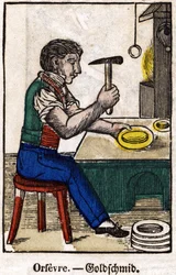 guld; Serie om handel, bild av Epinal från 1800-talet.