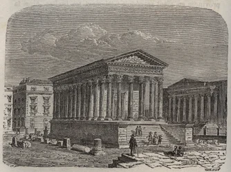 Carree de Nimes omslag - Frankrike, Languedoc-Roussillon, Gard - gravyr i "" Histoire de France"" av Victor Duruy (1811-1894) - 1882