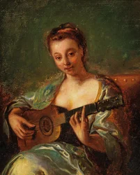 Gitarrspelande dam F 18Y