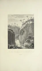 Basaltklipporna och Cascade de Regla, tecknad av Gmelin, graverad av Bouquet, illustration från 