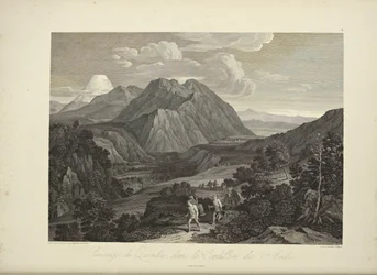 Passage av Quindiu, i Cordilleran i Anderna, tecknad av Koch, illustration från 