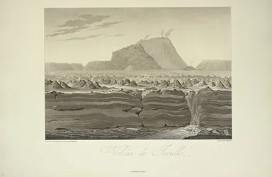 Volcano of Jorullo, tecknad av Gmelin, illustration från "Views of the Cordilleras and Monuments of the Native Peoples of America" ​​av Alexander von Humboldt och Aime Bonpland