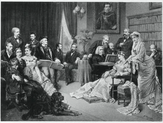 Richard Wagner och Liszt i Bayreuth med Cosima och Siegfried - efter Fritz Georg Papperitz