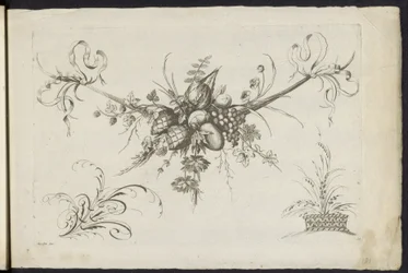 Festool van vruchten, bladeren och bloemen Annan ny festong av blommor och frukter (serietitel)