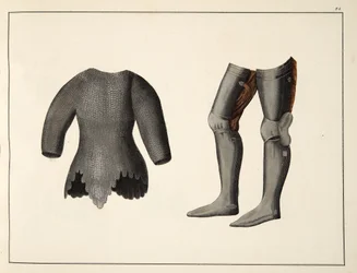 Pansar, plåt från A History of the Development and Customs of Chivalry, av Dr Franz Kottenkamp, utgiven av Carl Hoffmann, 1842