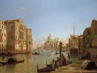 Canal Grande med Palazzo Cavallo- Franchetti, Santa Maria d