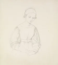 Porträtt av konstnärens fru, Nina, ca. 1830 (grafit på papper)