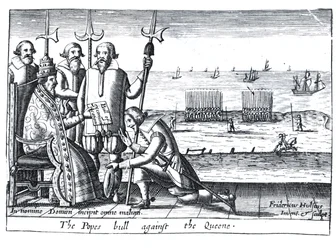 Påvens bulla mot drottningen 1570 (gravyr)