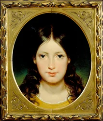 ""Girl"" (Ung flicka) Målning av Friedrich Ritter von Amerling (1803-1887) ca 1838 - Olja på duk Dim 39,5x32,5 cm Moravska galleriet, Brno