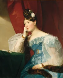 Porträtt av Julie von Woyna, född Freiin von Krieg-Hochfelden, senare Benedek (1811-1895), av Amerling, Friedrich Ritter von (1803-1887). Olja på duk