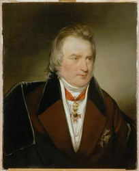 Professor Dr. Ignaz Rudolf Bischoff von Altenstern, överläkare i den österrikiska armén, tidig mecenat för Amerling ... (målning på duk)