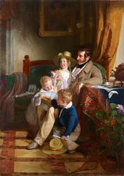 Rudolf von Arthaber och hans barn Rudolf, Emilie och Gustav