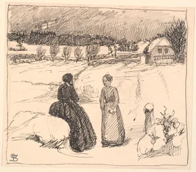 Där ute i snön satt en kvinna i långa svarta kläder...