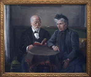 Senator Gustav Hertz och hans fru. Målning av Fritz von Uhde (1848-1911), olja på duk