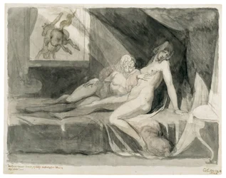 Alp lämnar två sovande kvinnors sängkammare, 1810.
