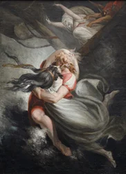 Amanda Rezia kastar sig med Huon i havet, Fatime hålls tillbaka med våld, 1804-1805.