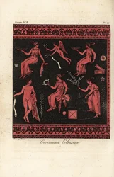 De eleusinska mysterierna, invigningar i kulten av Demeter och Persefone med säte i Eleusis, Grekland