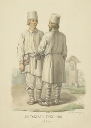 De traditionella bonddräkterna i Vitebsk Governorate