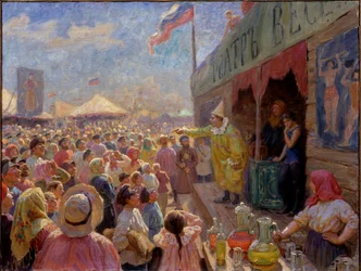 A fair - A fair - Målning av Fjodor Ivanovich Rerberg (1865-1938), olja på duk