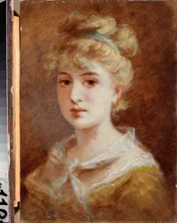 Une femme parisienne (En parisisk kvinna) - Målning av Fjodor Petrovich Tchumakov (Tchoumakov) (1823-1911), olja på duk, rysk konst sent 1800-tidigt 1900-tal, modernism - M Tuganov Art Museum of the North Ossetian, Vladikavkaz (Ryssland) )