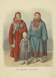 Kazan Tatar Women, illustration från serien Clothing of the Russian State, 1869