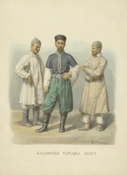 Kazan-tatarer, illustration från serien Clothing of the Russian State, 1869
