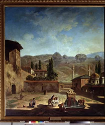 Vue de la ville de Bakhchisaray (Ukraina) (Utsikt över staden Bakhchisaray). Peinture de Fyodor Yakovlevich Alexeev (1753-1824). Huile sur toile