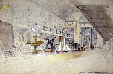 Interiör av Regent Street Polytechnic, ca 1847 (akvarell på papper)