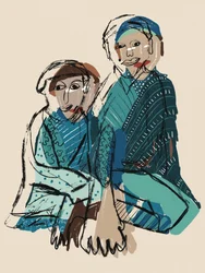 Stilla blå figurer