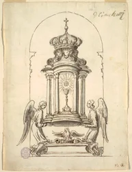 Ritning, Förslag till en tabernakeldörr som ska utföras i brons, ca 1725