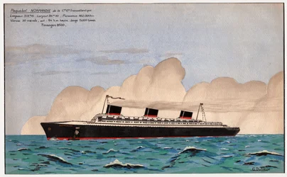 Linjefartyget Normandie. ca 1935 (gouache)